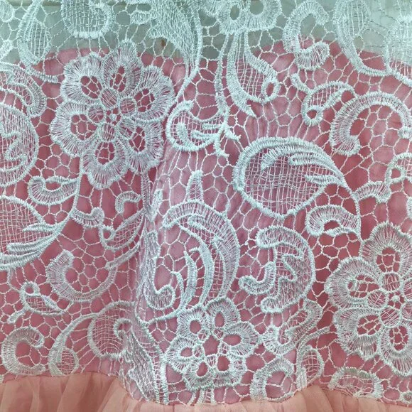 Pink Party Dress for a Princess! White Lace Tulle Ballgown Easter Flower Girl - Picture 10 of 15